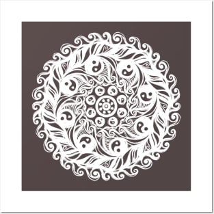 Yin Yang Mandala Design Filigree Posters and Art